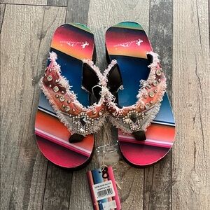 Montana West Multicolor Embellished Sandals